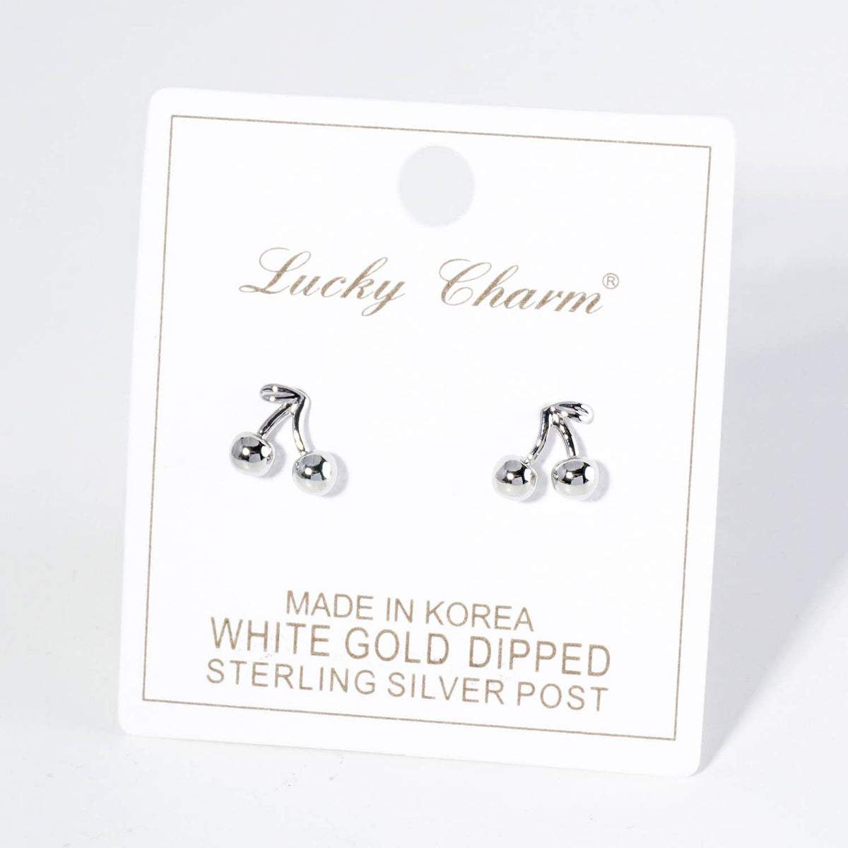 18K Gold Dipped Dainty Brass Cherry Stud Earrings