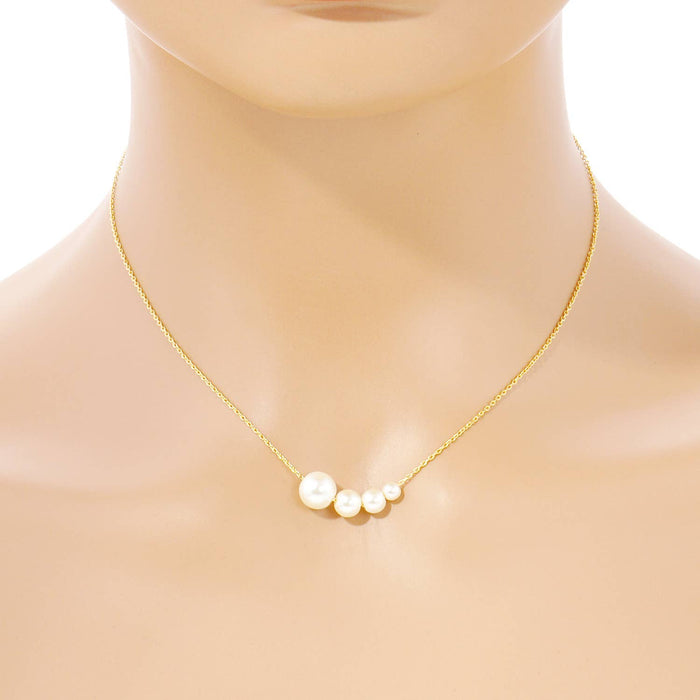 Gold Plated Freshwater Pearl Cluster Necklace