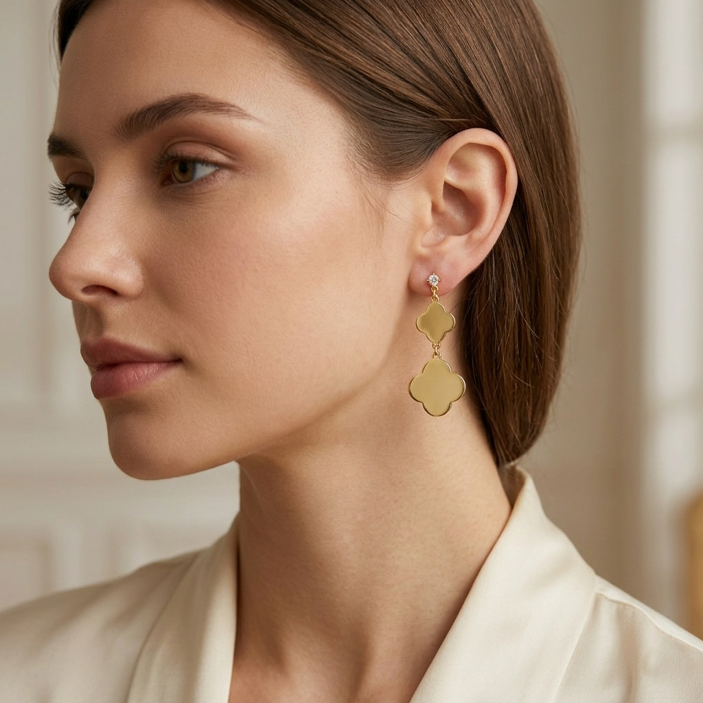 Dainty Clover Triple Station Drop Earrings