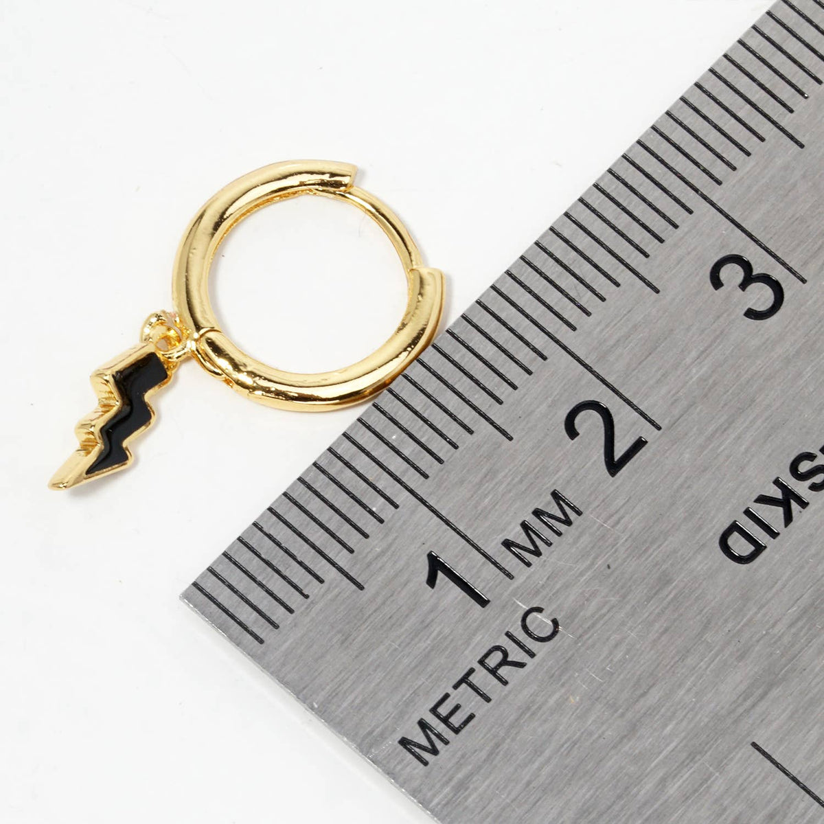 Dainty Black Lightning Bolt Huggie Hoop Earrings