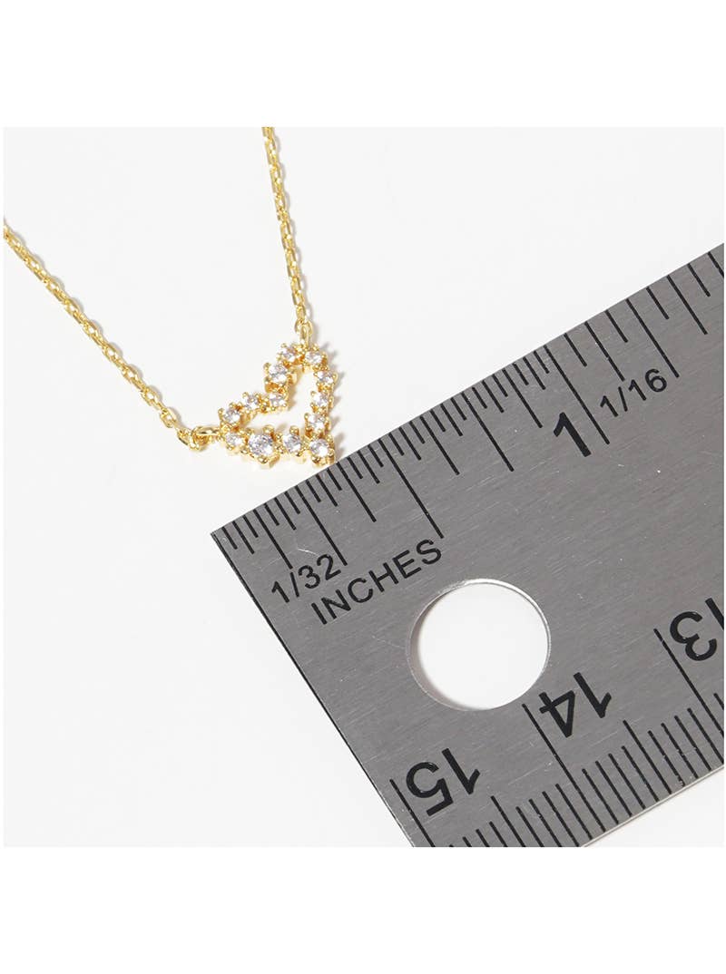 Minimalist Dainty Pave CZ Open Heart Necklace