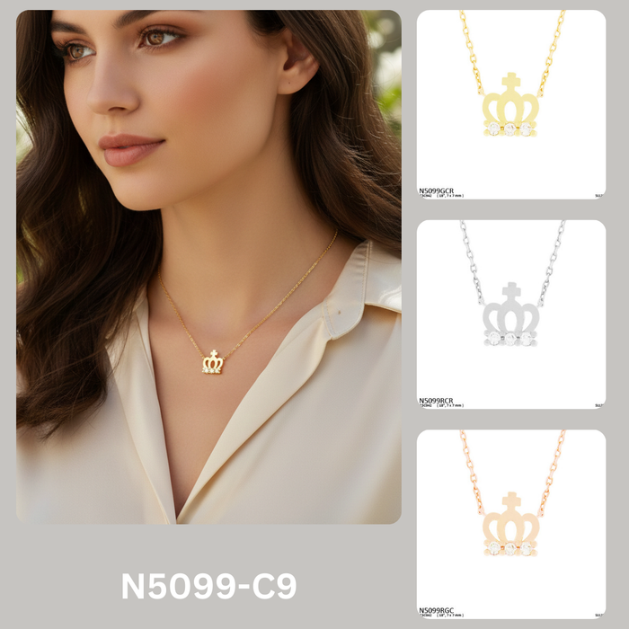 Minimalist Crown Pendant Necklace