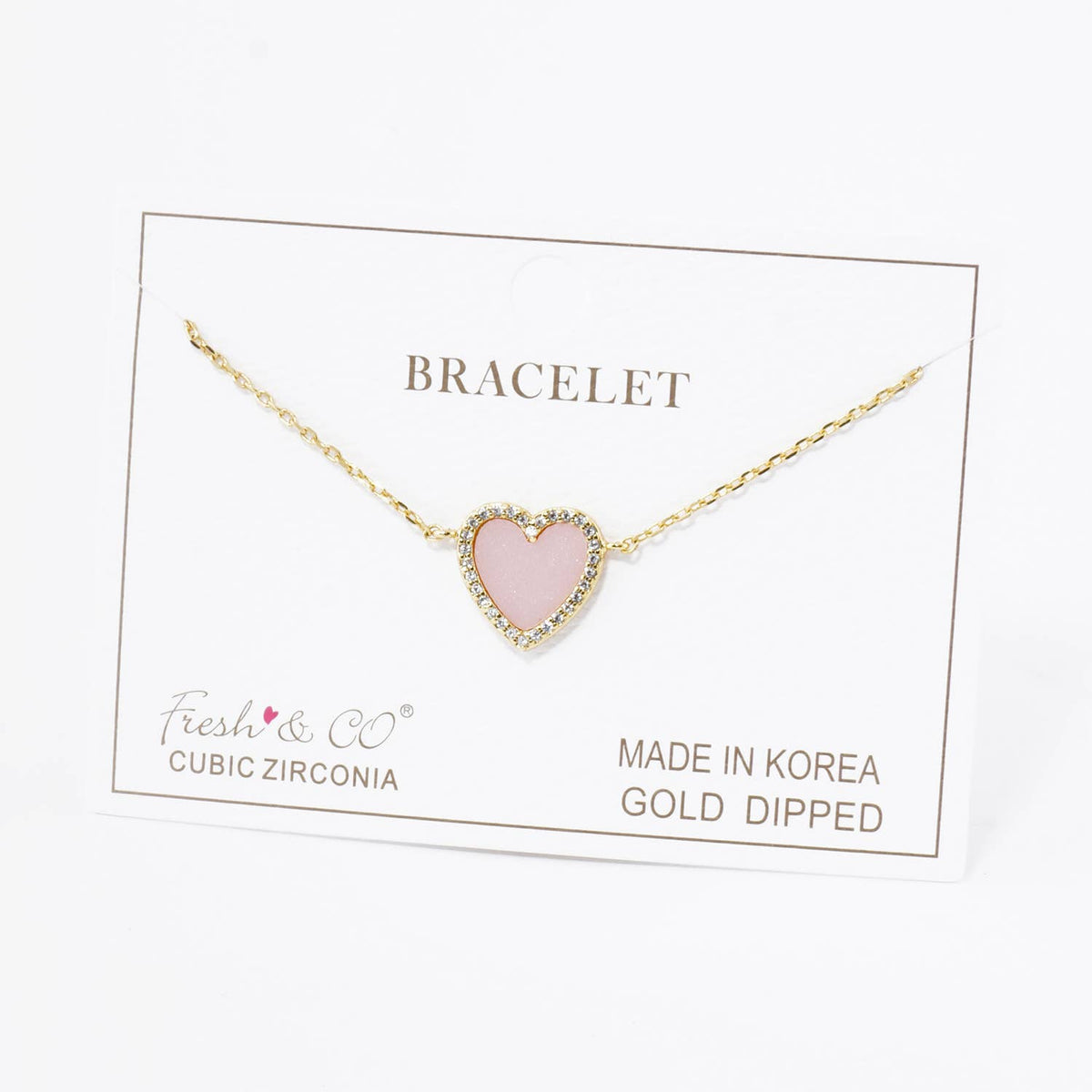 18K Gold Dipped 13mm Pave Set Cubic Zirconia Heart Bracelet