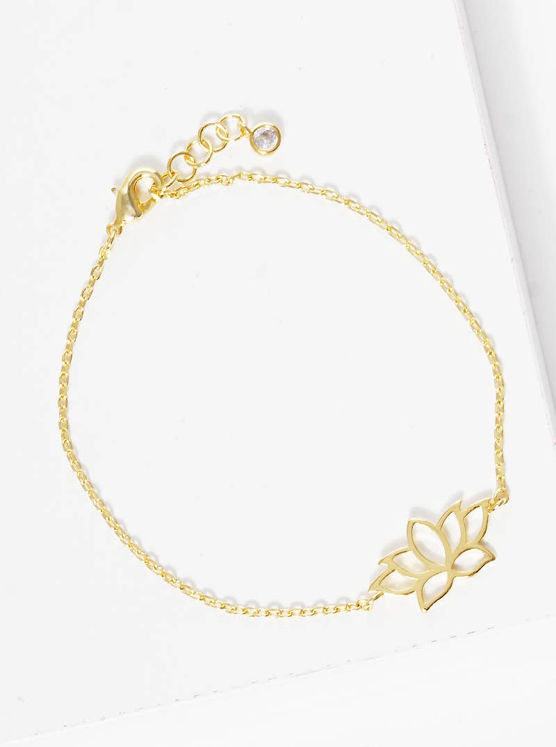 Minimalist Lotus Flower Charm Bracelet