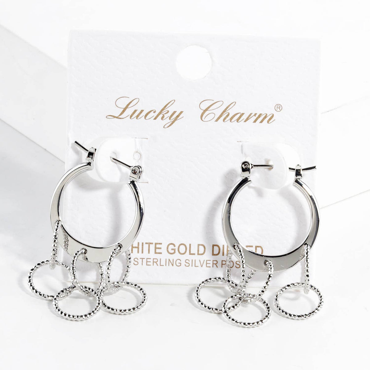 Multi-Ring Charm Huggie Hoop Earrings