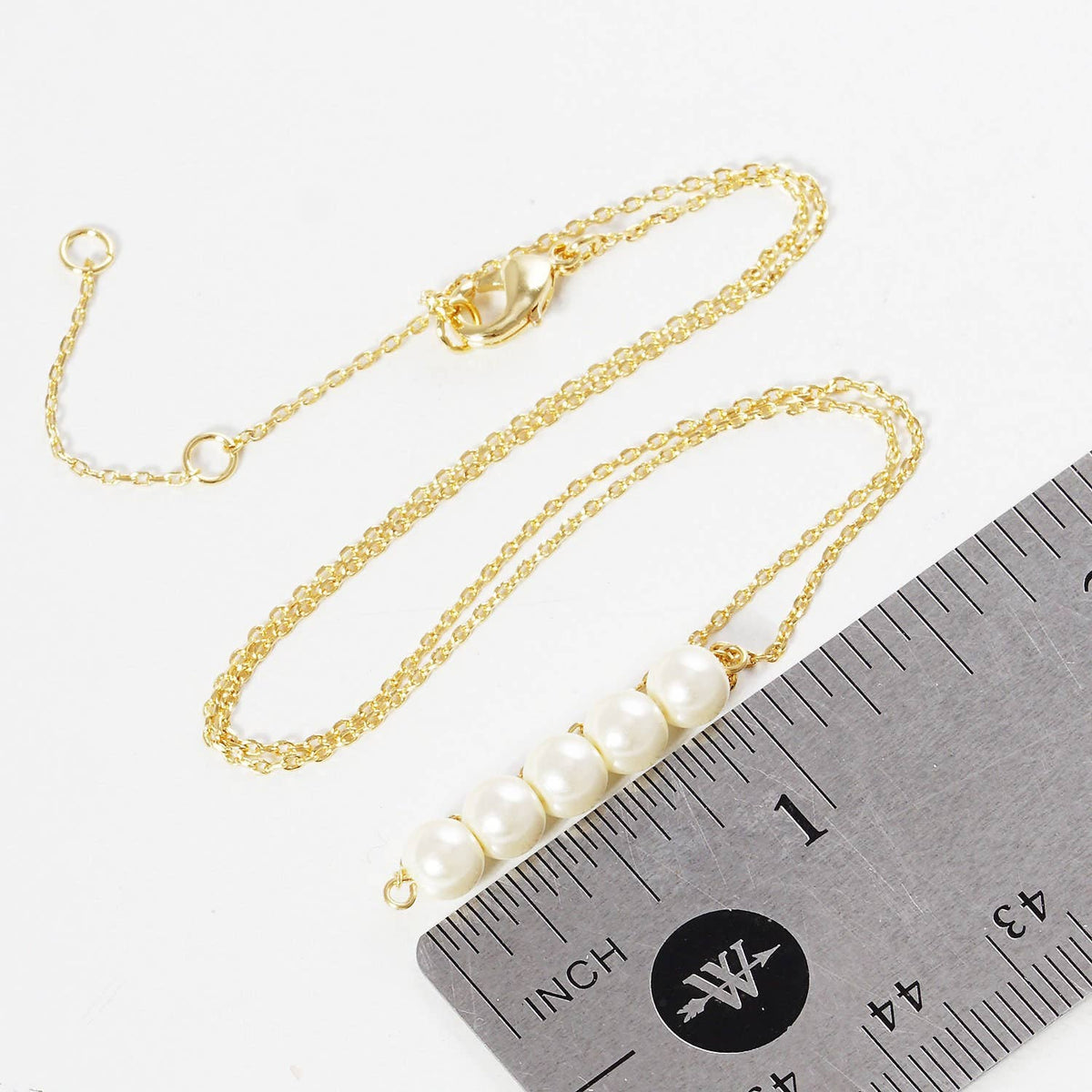 Gold 5 Beaded Freshwater Pearl Necklace