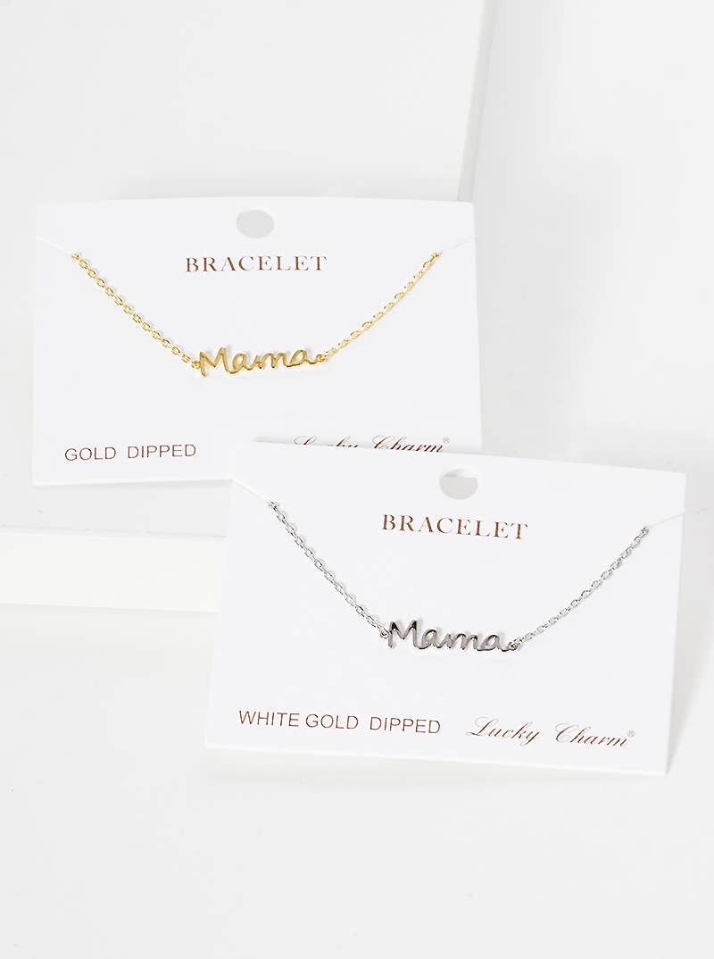 Minimalist Script "Mama" Charm Bracelet