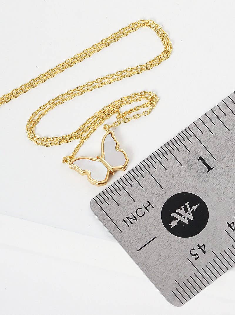 White Shelled Dainty Butterfly Necklace
