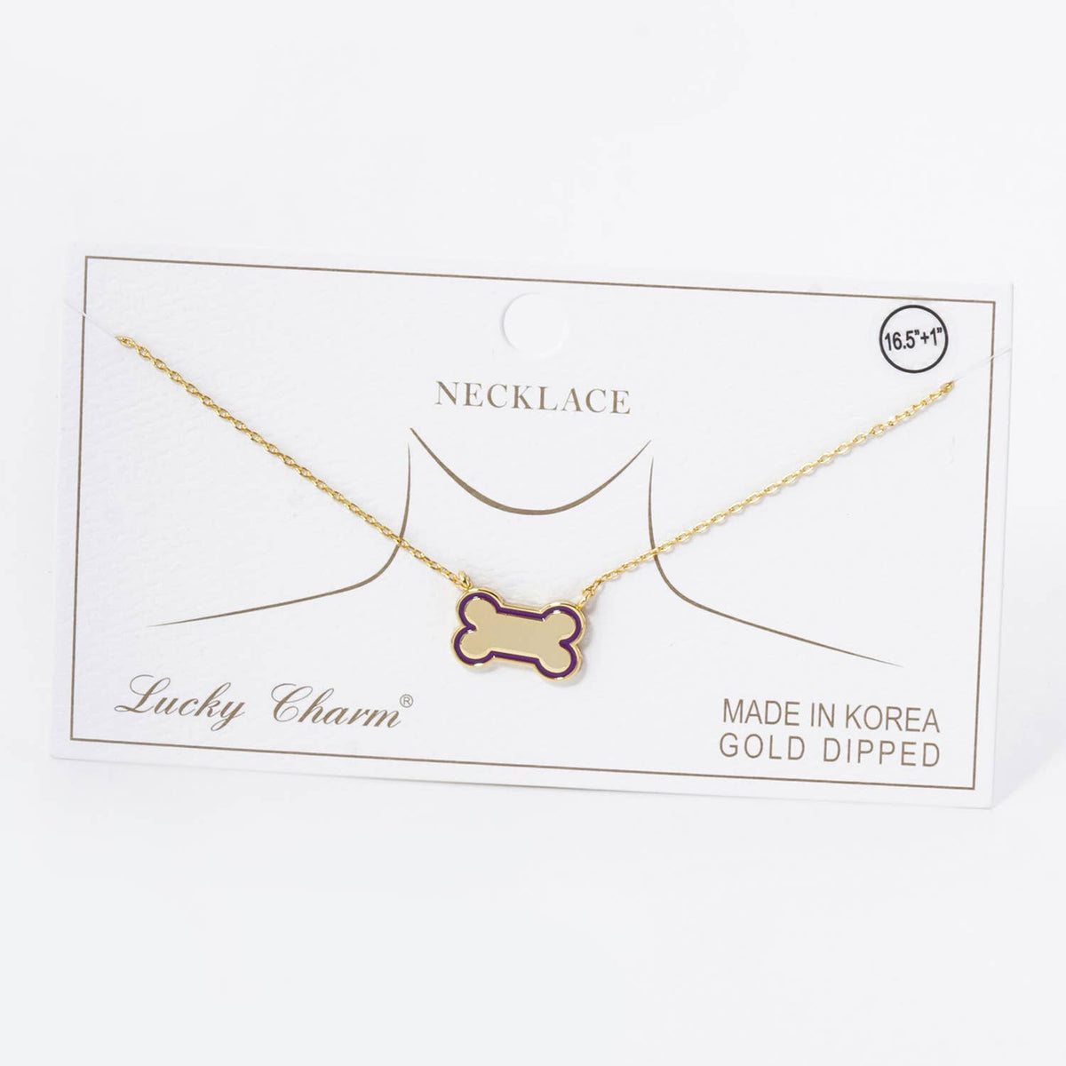 Game Day Enamel Dog Bone Treat Pendant Necklace