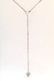 Minimalist Geometric Triangle Pavé Y-Necklace