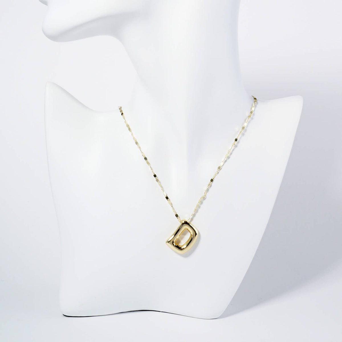 18K Gold Dipped Brass Bubble Initial Pendant Necklace