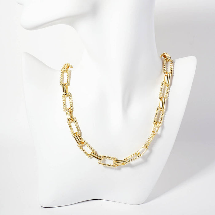 Textured Rectangle-Shaped Chain Necklace