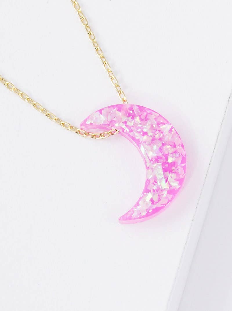 Gold Plated Opal Crescent Moon Necklace