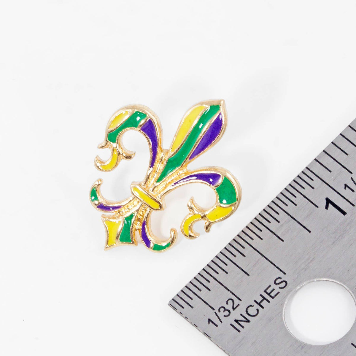 Gold Plated Fleur De Lis Themed Stud Earrings