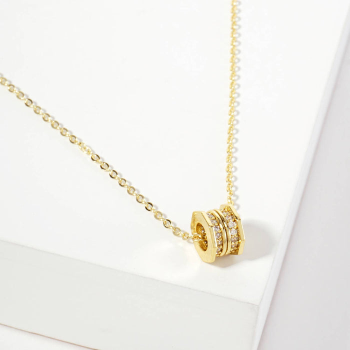 Octagon Wheel Charm Pendant 18K-Gold-Dipped Necklace