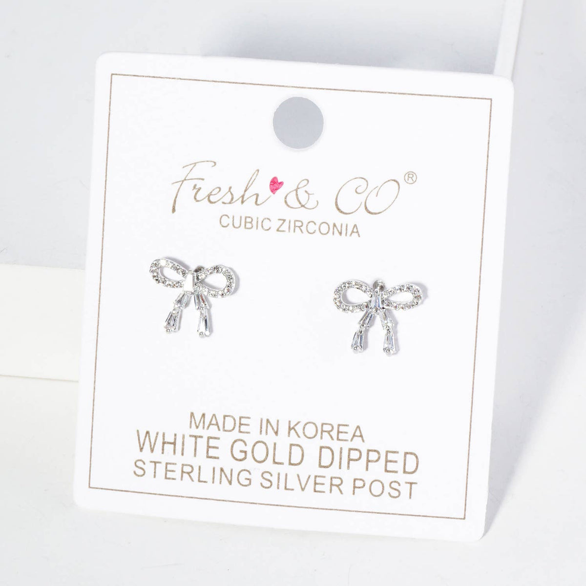 Ribbon Bow Dainty Cubic Zirconia Stud Earrings