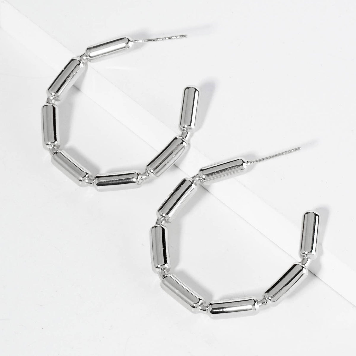 30MM CHAIN HOOP EARRINGS / 18K GOLD DIPPED