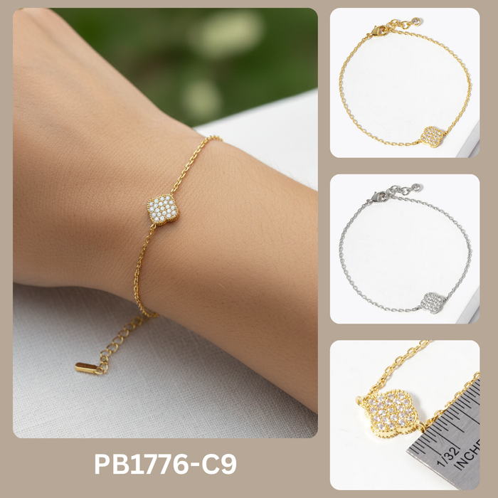 Minimalist Pavé Clover Charm Bracelet