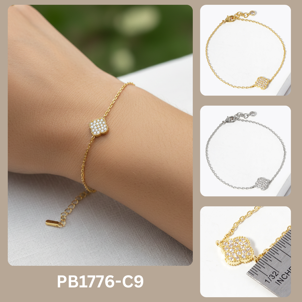 Minimalist Pavé Clover Charm Bracelet