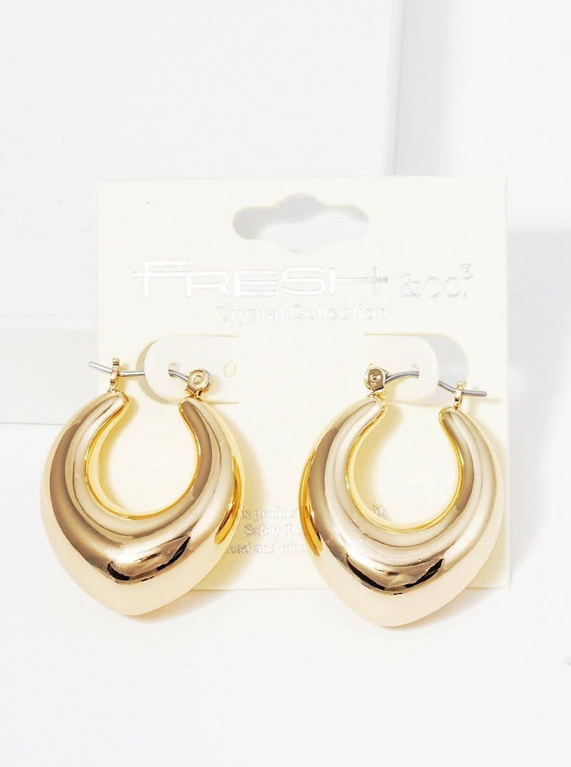 Gold Chunky Oval Huggie Earrings