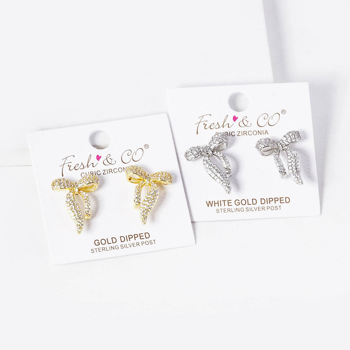 Dainty Pave Bow Stud Earrings