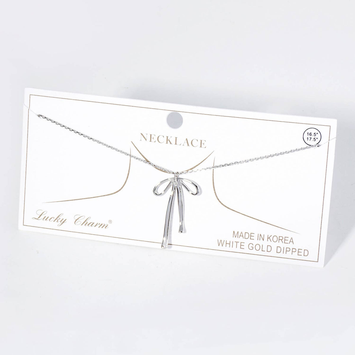 RIBBON BOW PENDANT NECKLACE / 18K GOLD DIPPED BRASS
