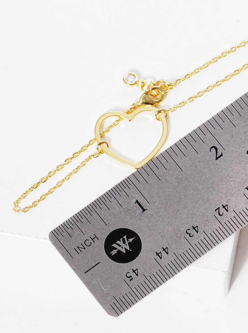Minimalist Open-Heart Charm Bracelet