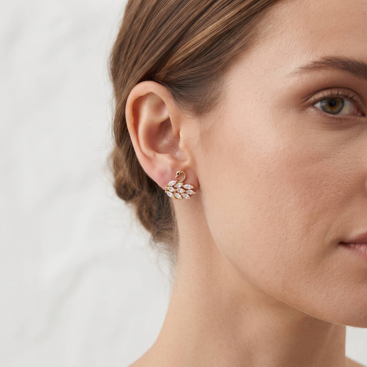 Dainty Cubic Zirconia Swan Stud Earrings