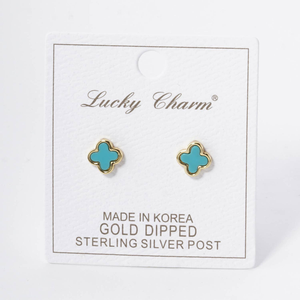 18K GOLD DIPPED 9MM QUATREFOIL STUD EARRINGS