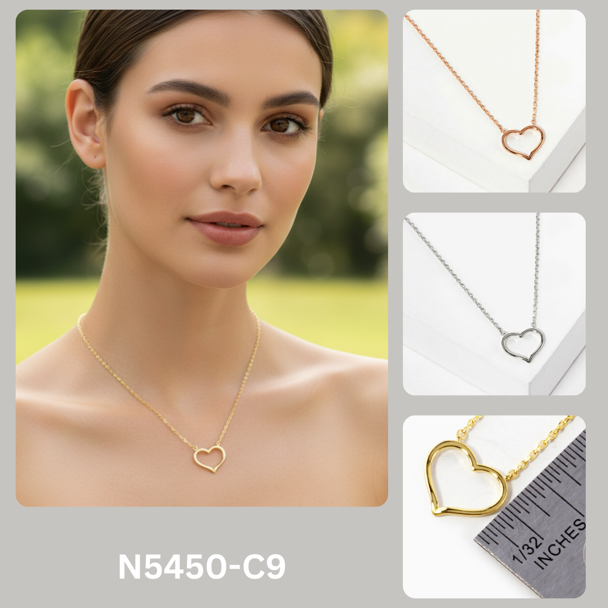 Minimalist Open Heart Pendant Necklace