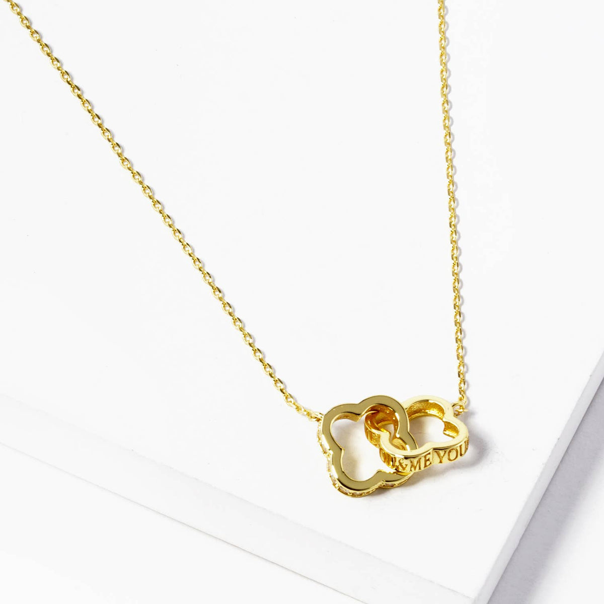 Interlocking Four-Leaf Clover "Me & You" Pendant Necklace