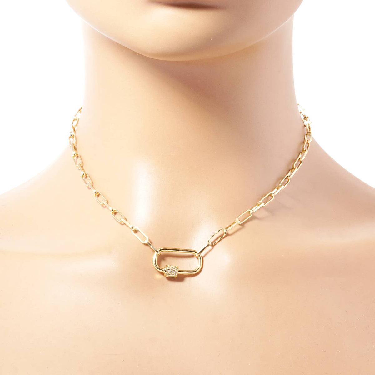 Gold Carabiner Chain Necklace