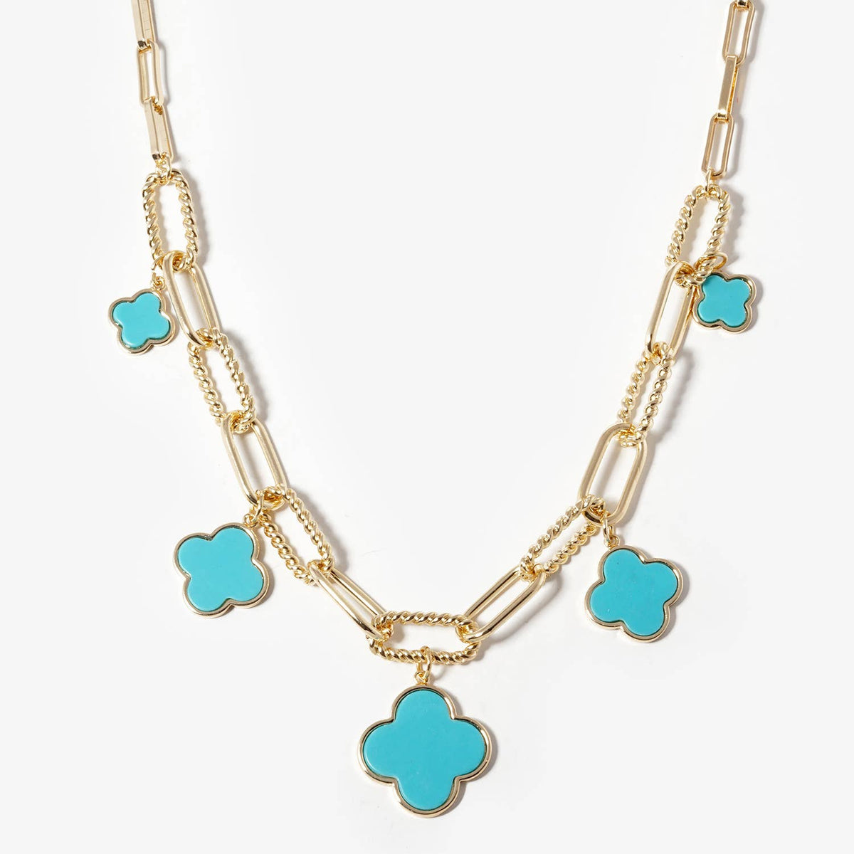 Four-Leaf Clover Charm Link Chain Necklace