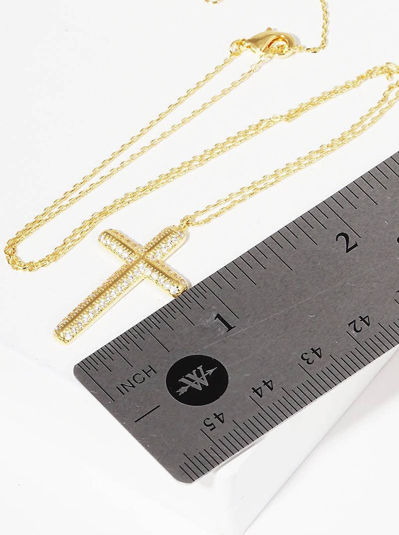 Gold Micro Pave Cross Necklace
