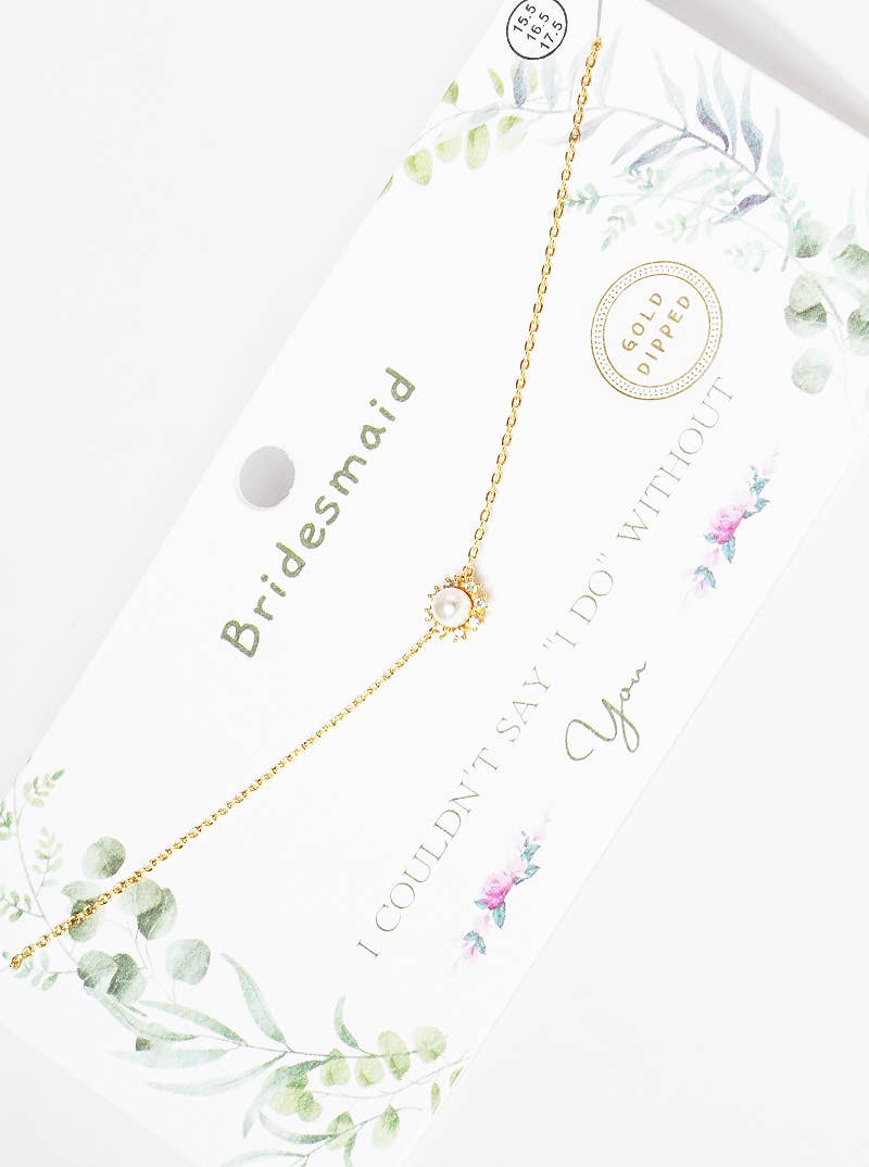 Dainty Pearl and Cubic Zirconia Sunburst Bridesmaid Necklace