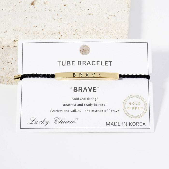 Inspirational Messages "Brave" Tube Bar Bracelet