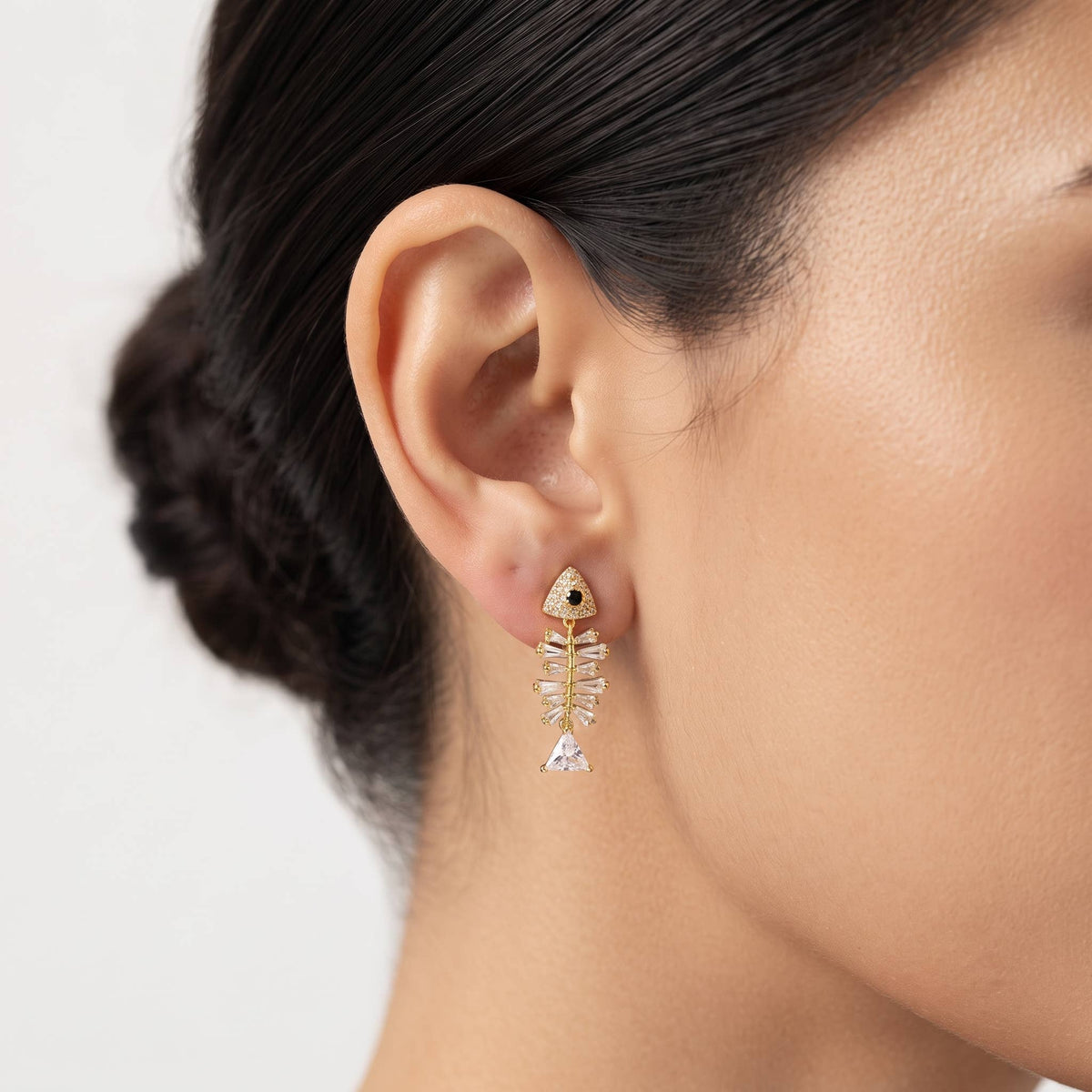 Sparkle Fish Bone Dangle Earrings