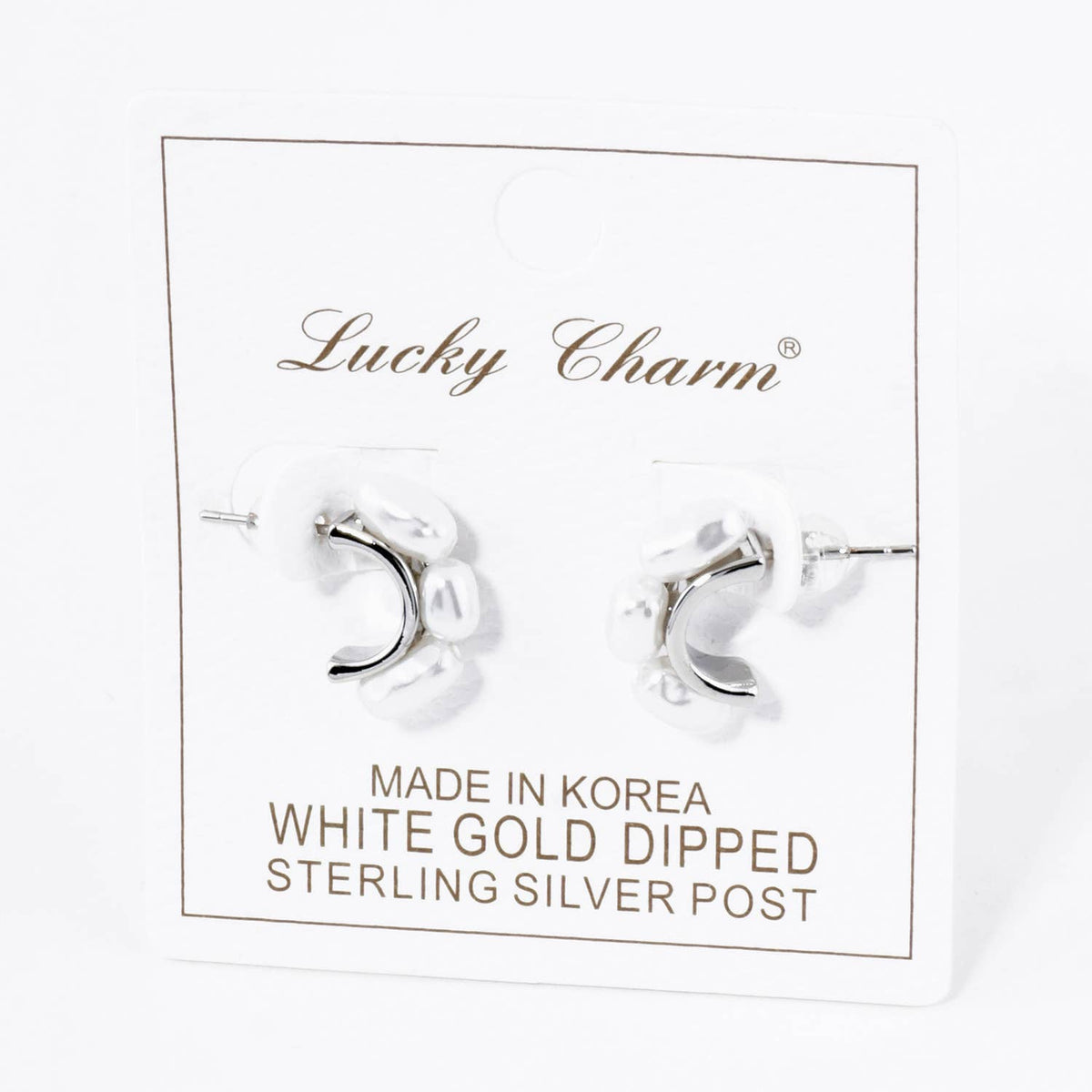 Three Freshwater Pearl 15mm Hoop Earrings / 18K Gold Dipped