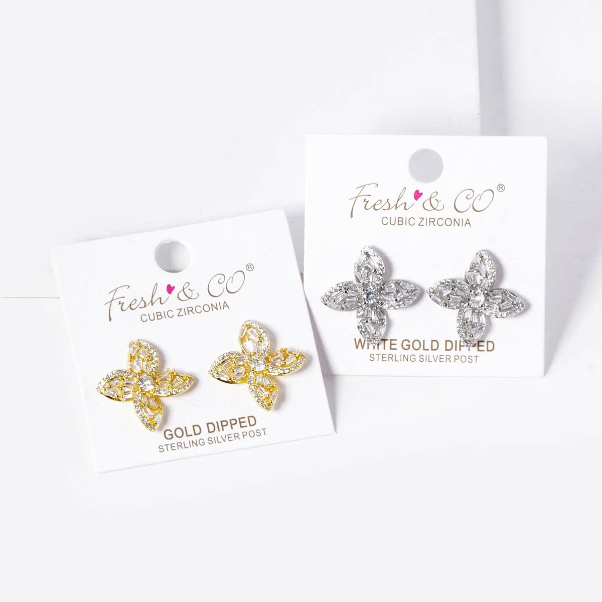 Dainty Cubic Zirconia Flower Stud Earrings