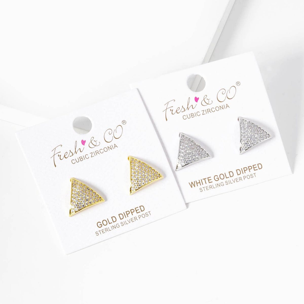 Dainty Pave Triangle Stud Earrings