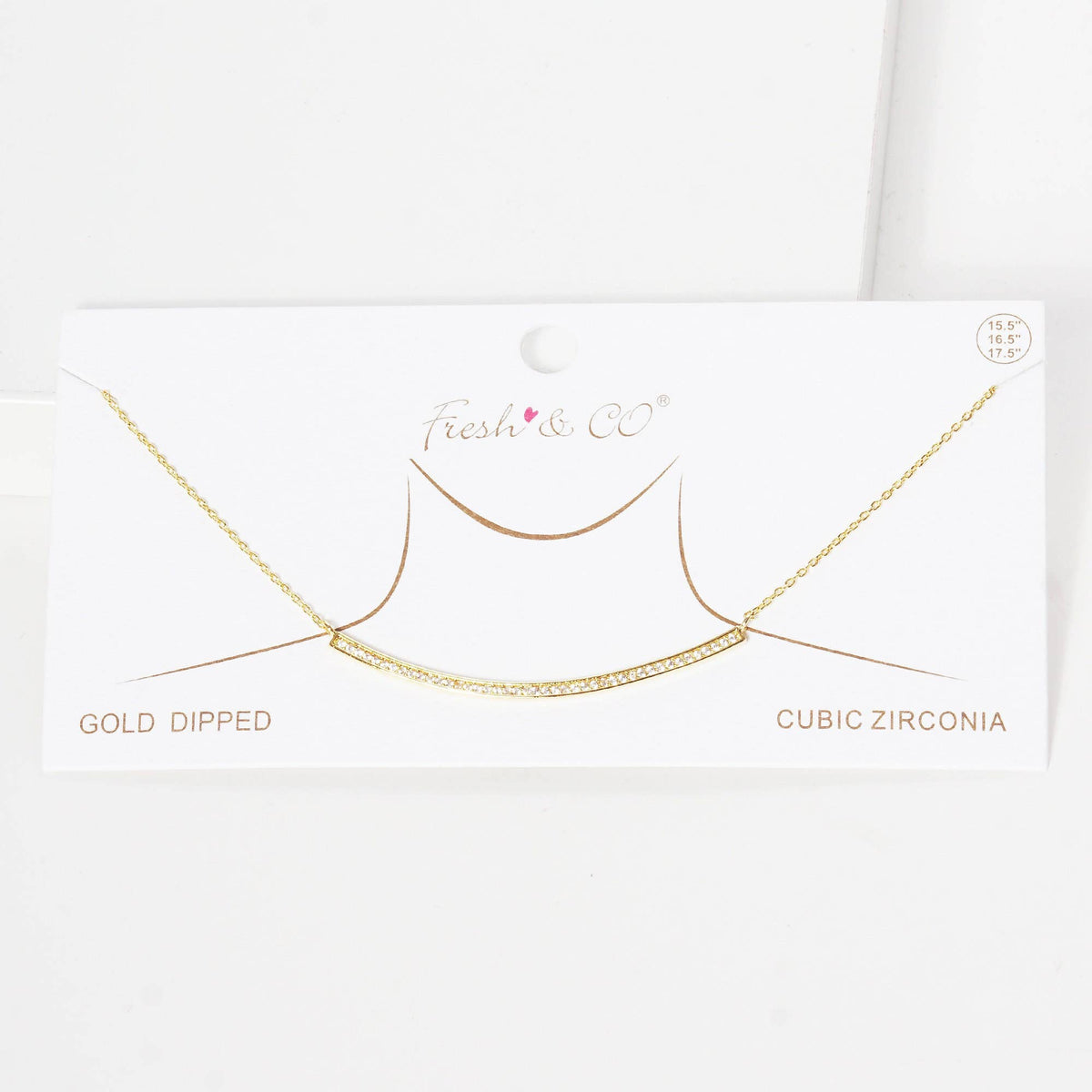 Gold Pave Curve Bar Necklace