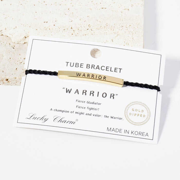 Inspirational Messages "Warrior" Tube Bar Bracelet