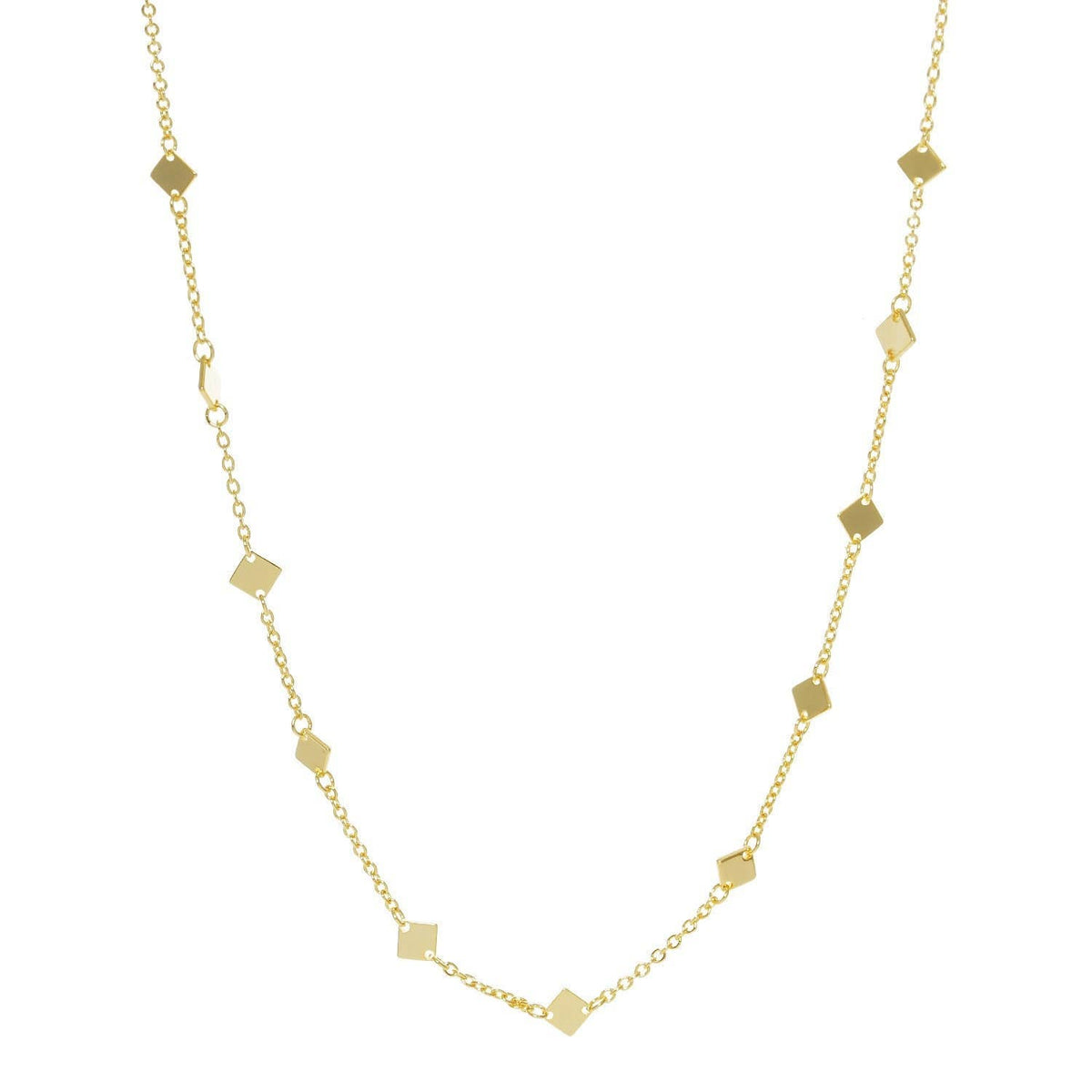 Gold Plated Chain w/ Dangling Rhombuses Necklace
