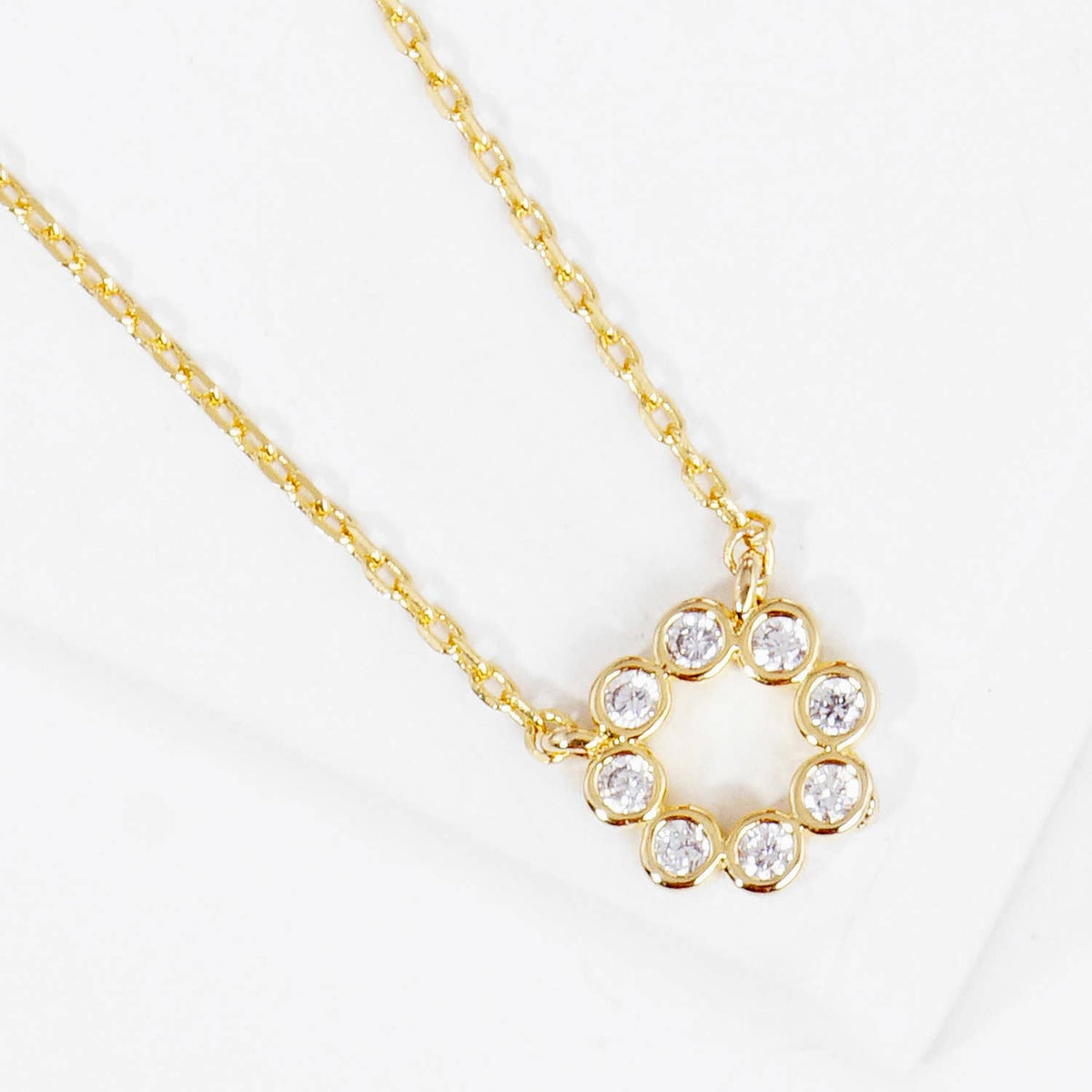 Minimalist Bezel-Set CZ Open Circle Pendant Necklace