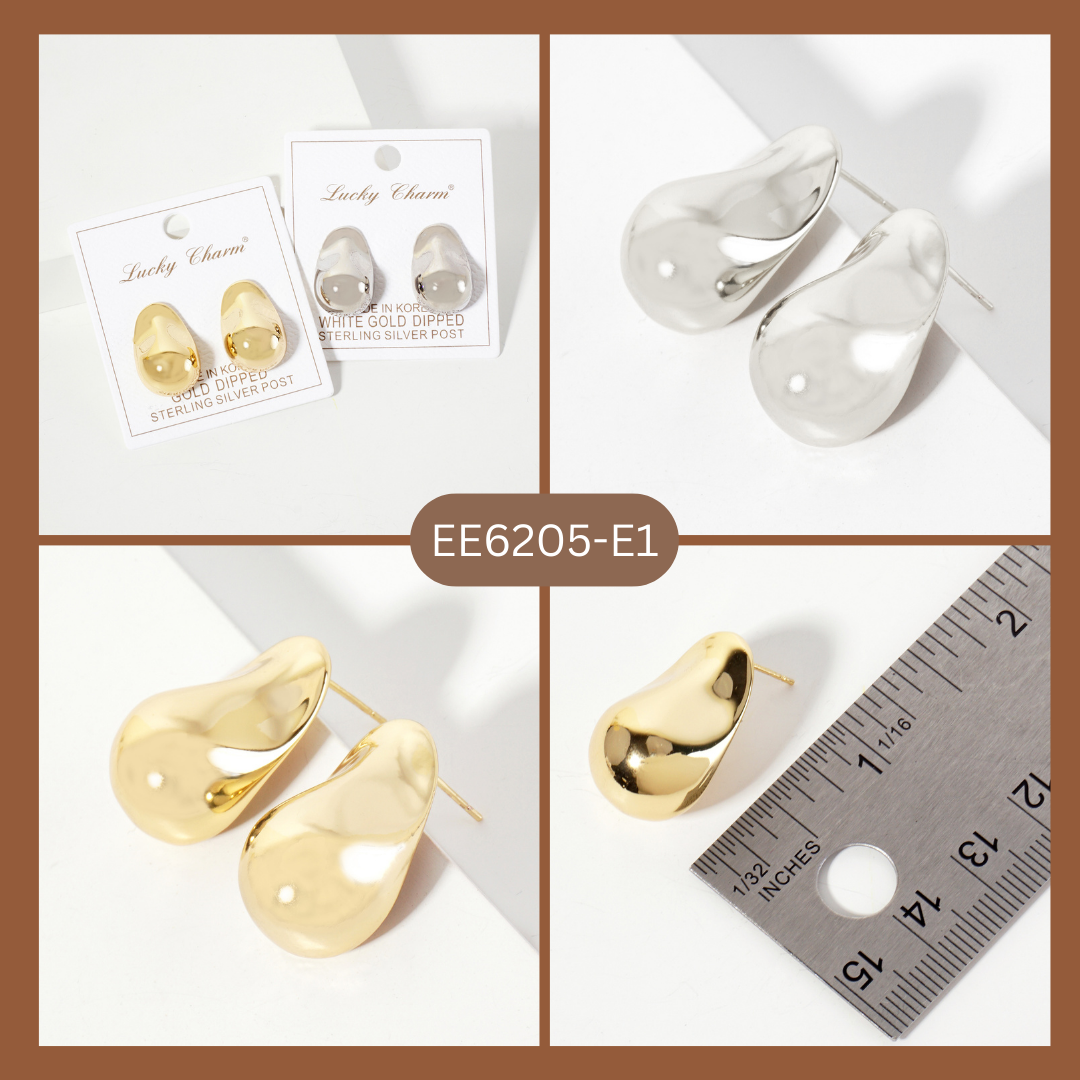 Polished Brass Hand-Crushed-Texture Post Earrings
