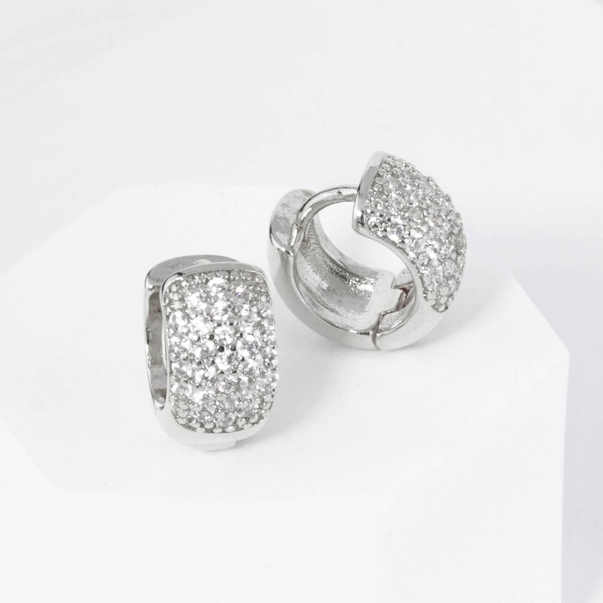 18K Gold Dipped Pave Set Cubic Zirconia 10mm Bold Huggie
