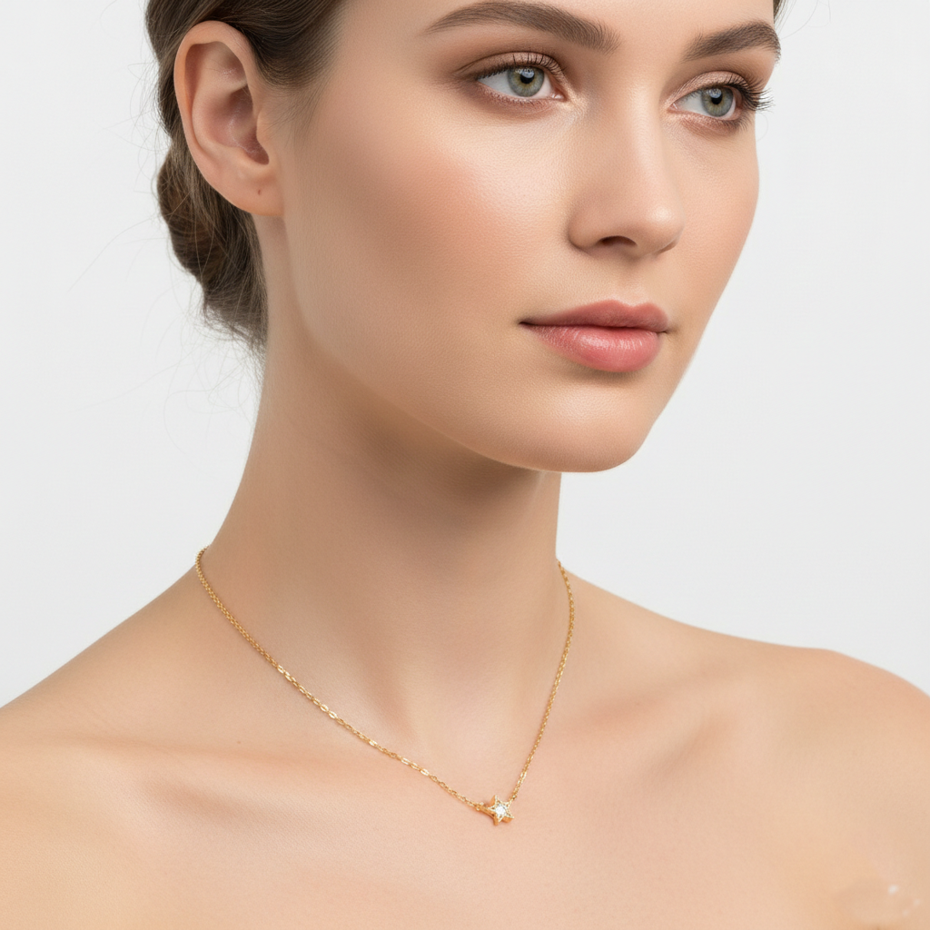 Minimalist Dainty Star Charm Pendant Necklace