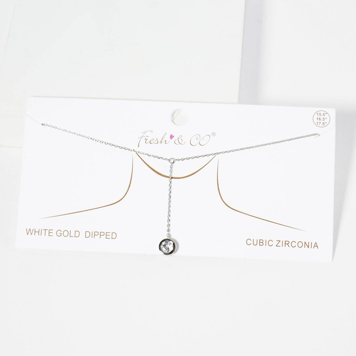 18K Gold Plated Solitaire Crystal Y-Lariat Necklace