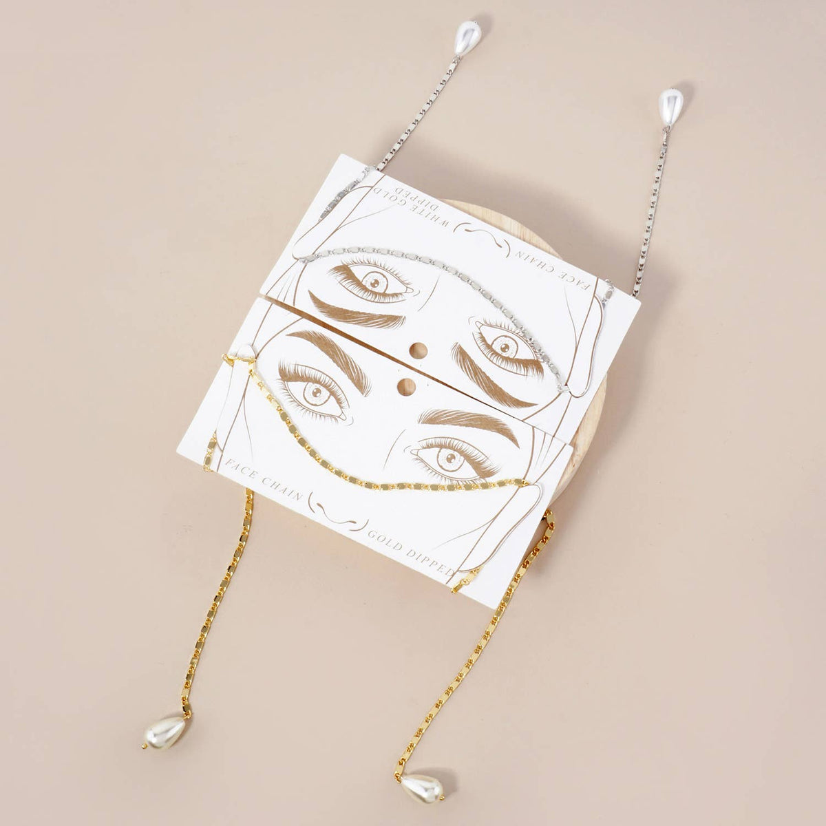 Teardrop Glass Pearl Drop 18K-Gold-Dipped Face-Chain