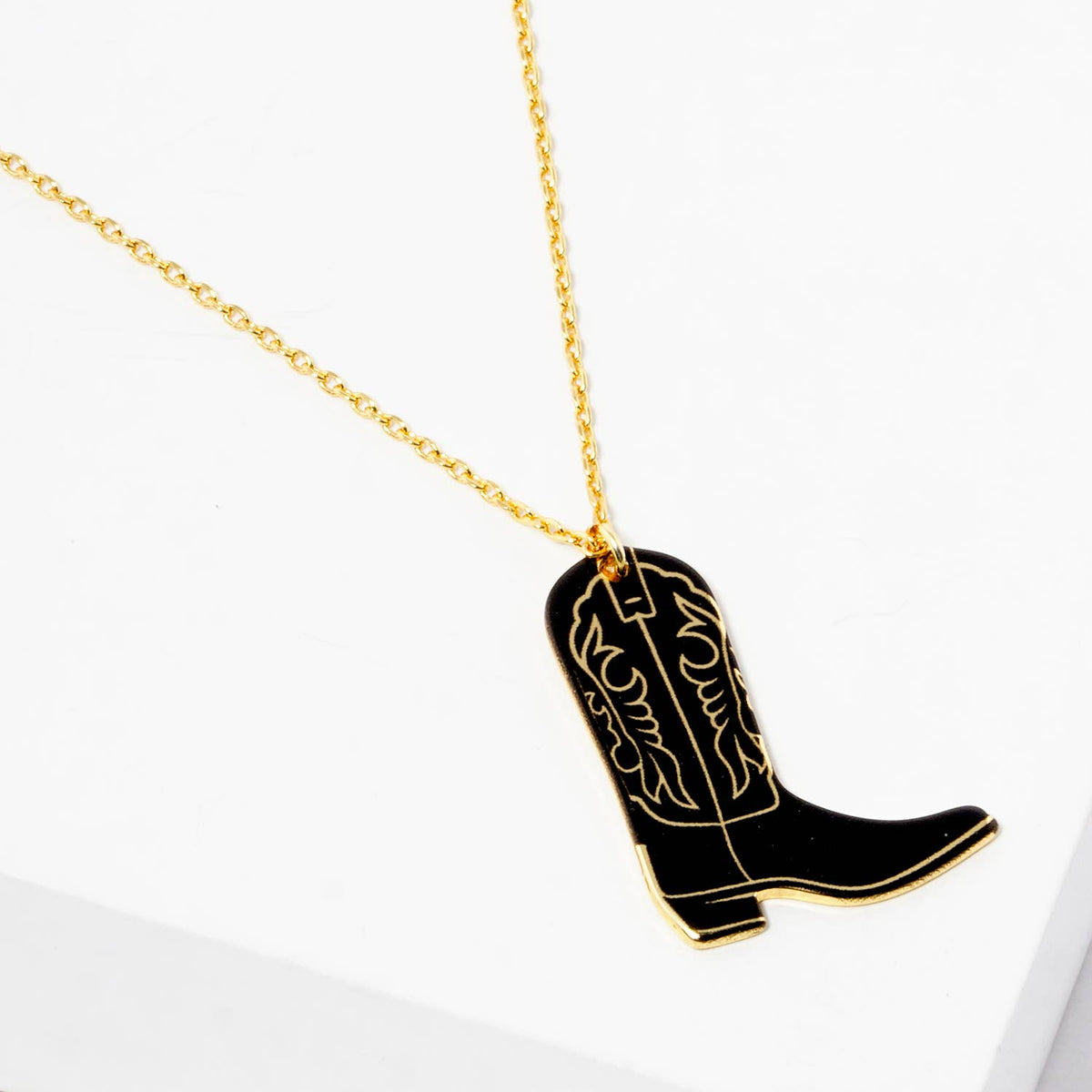 Enamel Cowboy Boot Pendant Necklace